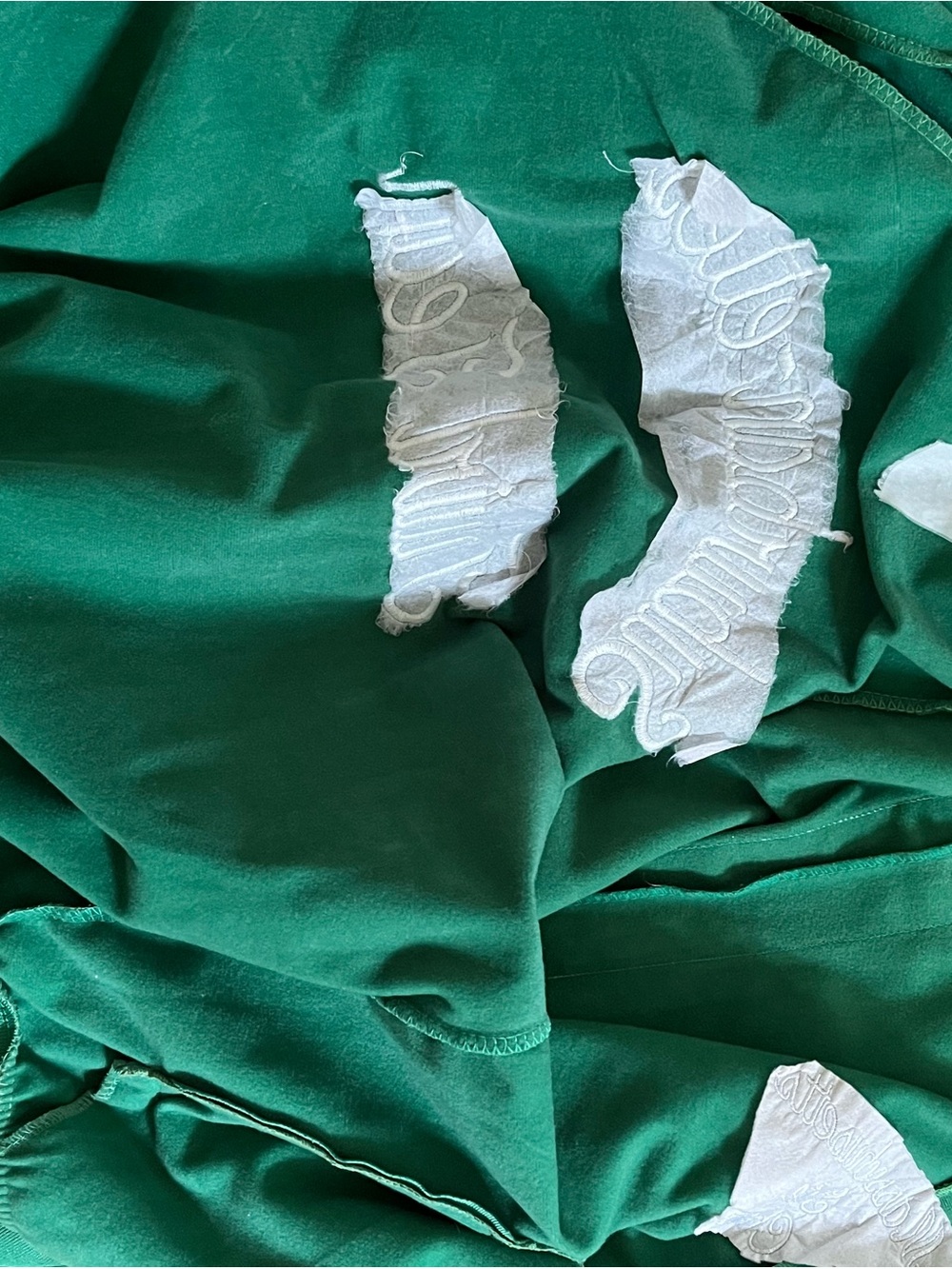 Vintage Green Embroidered Shiny Fleece Bomber Jacket - Picture 6 of 8